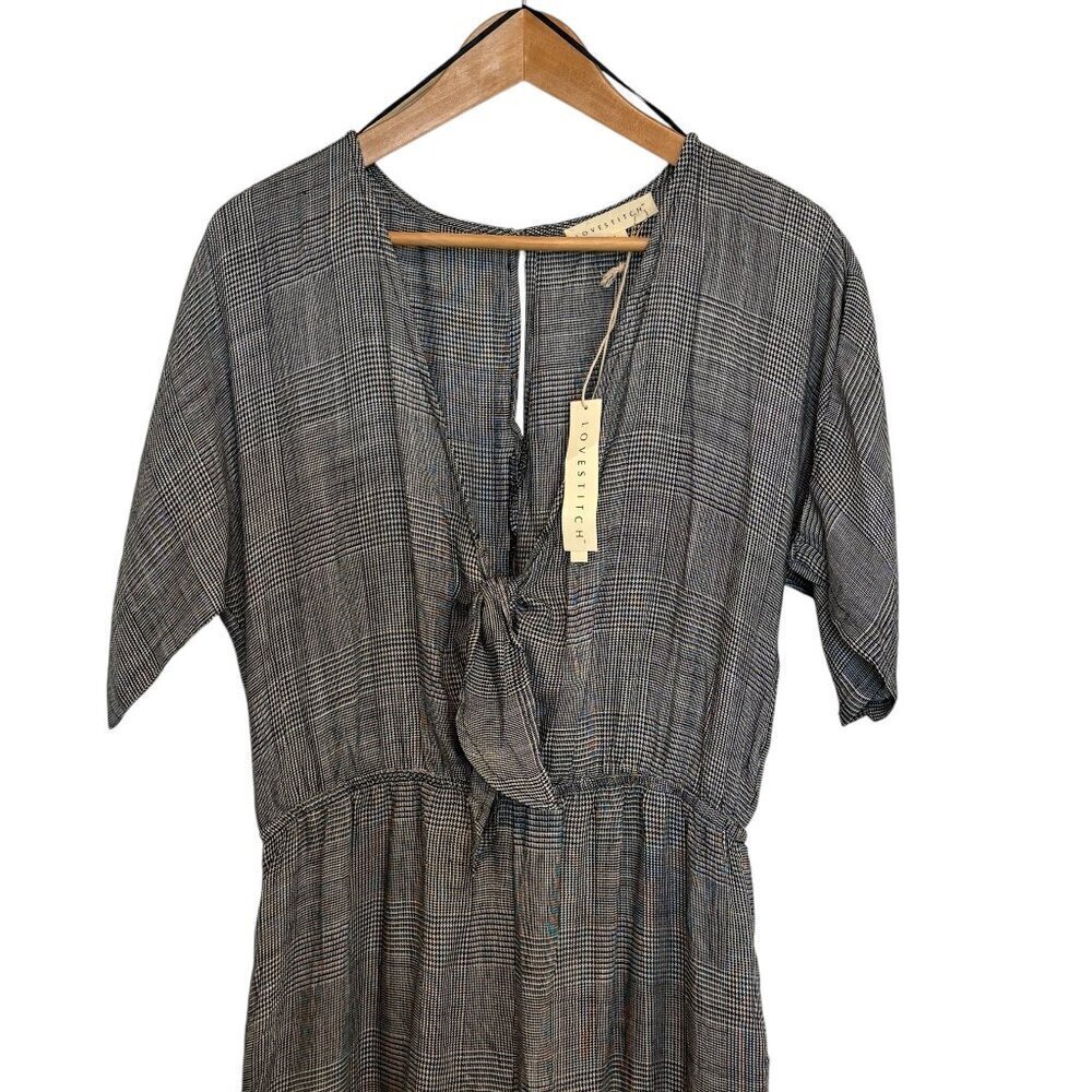 Love Stitch Jumpsuit Women's Size Large Houndstooth New With Tags - Picture 3 of 9